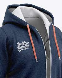Download Full Zip Heather Hooded Sweatshirt Front Half Side View Of Hoodie In Apparel Mockups On Yellow Images Object Mockups