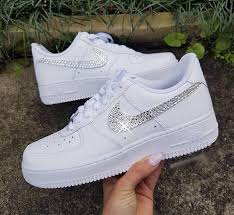 Womens Black High Top Air Force Ones Swarovski Crystal Nike Air Force One Low Top Shoes Womens Bling Sneakers Choose Bling Opition 2 Outer Nike Logos Or All Four Side Nike Air Nike Air Force Nike