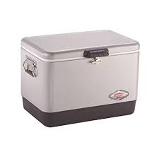 Amazon Com Coleman Steel Belted Portable Cooler 54 Quart Silver Stainless Coleman Cooler Sports Outdoors Portable Cooler Cooler Camping Ice Chest
