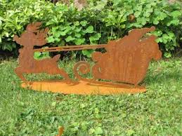 Edelrost Nikolaus Mit Schlitten Und Rentier Rudolf Weihnachten Dekoration Rentiere Edelrost