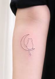 Little Cat On The Moon Tattoo Small Tattoos Tattoos Minimalist Tattoo
