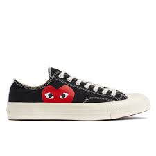 Black And White Chucks With Red Heart Play Converse Chuck Taylor All Star 70 Low Black Cdg Converse Chuck Taylors Black Converse