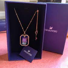 Swarovski Tarot Blue Gold Plated Pendant Women S Fashion Jewelry Organisers Necklaces On Carousell