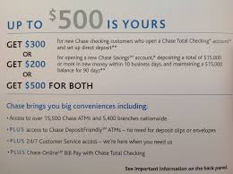 Chase 500 Bonus Coupon 300 New Checking 200 Savings Acct Exp On 3 4 21016 Coupons Savings Exp