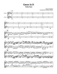 Download Digital Sheet Music Of Canon In D For 2 Violins Duet