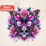 Rose png, Skull png, Rose Skull PNG File, Cute Butterfly jpg, Pink Sugar  Skull Clipart, Cute Animal jpeg, Skull Shirt png, Floral Animal png