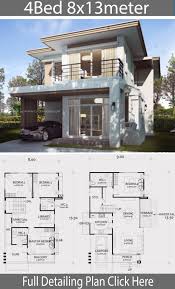 Home Design Plan 8x13m With 4 Bedrooms Home Design With Plan Model House Plan Duplex House Design Architectural House Plans