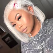 Short Deep Part Synthetic Wig Clara Silver White