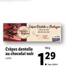 Offre Crepes Dentelle Au Chocolat Noir Chez Lidl
