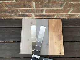 Keeping the natural look of freshly cut hardwood solid color stains, are opaque finishes. Sherwin Williams Superdeck Semi Trans Waterborne Stain On Cedar One Coat Shown In Weathered Gray Staining Deck Deck Stain Colors Sherwin Williams Stain Colors