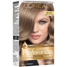 Blonde highlights on brown hair. L Oreal Paris Superior Preference Permanent Hair Color 7a Dark Ash Blonde Shop Hair Color At H E B