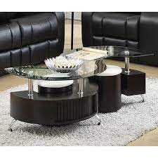 Overall, this round coffee table with stools is perfect for small space. Rosalia Glass Top Coffee Table With 2 Nesting Stools On Sale Overstock 28530849