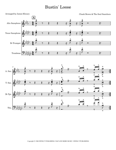 Bustin' Loose by Charles Brown Sheet Music for Performance Ensemble (arr.  James Khoury) at Sheet Music Direct