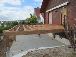 Montage Holzterrasse Mit Unterbau Wolff S Blockhaus Gartenwelt Holzterrasse Selber Bauen Holzterrasse Terrasse Bauen