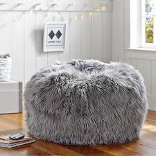 Himalayan Faux Fur Gray Bean Bag Chair Bean Bag Chair Faux Fur Bean Bag Grey Bean Bags