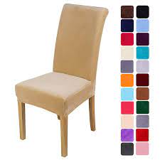 smiry velvet stretch dining room chair covers soft removable dining chair slipcovers set of 6 bei dining room chair covers slipcovers for chairs dining chairs
