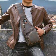 Men Original Crazy Horse Leather Casual Fashion Crossbody Chest Sling Bag Design Travel One Shoulder Bag Daypack Male 801 In 2021 Mens Bags Fashion Sling Bag Thigh Bag