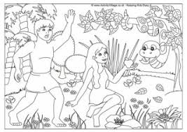 It shows a scene from day 6 when god made people. Bible Colouring Pages