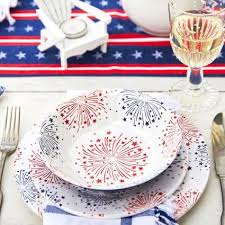 Fireworks 12 Piece Melamine Dinnerware Set Sur La Table Melamine Dinnerware Sets Dinnerware Set Melamine Dinnerware