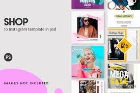 The project is created to be really easy customized. 10 Instagram Post Template In On Set In Social Media Templates On Yellow Images Creative Store