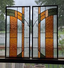 Bird Sitting On Window Sill Meaning 2 Arts And Crafts Mission Prairie Style Stained Glass Panels Hanging Stained Glass Stained Glass Window Panel Stained Glass Panels