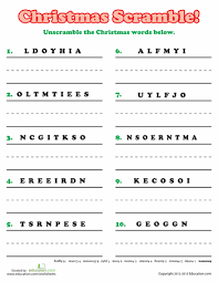 Christmas Word Scramble Worksheet Education Com Weather Words Christmas Worksheets Christmas Word Scramble