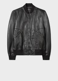 Paul Smith Men S Black Leather Bomber Jacket Designer Jackets For Men Black Leather Bomber Jacket Leather Bomber Jacket