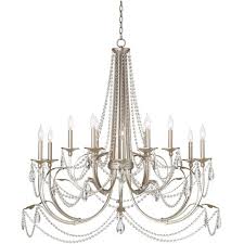 Regency Hill Silver Leaf Large Chandelier 46 Wide Beaded Crystal Candle 12 Light Fixture Dining Room House Foyer Kitchen Entryway Target