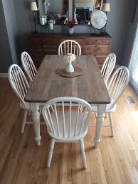 Annie Sloan Original White 1 2 Pure White 1 2 Old White On The Table Legs Skirt And Chairs A Oak Dining Sets Flipping Furniture Annie Sloan Original White