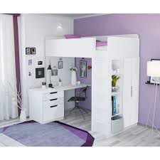 Höhe 120cm oder niedrige variante ca 40 cm. Hochbett Mit Kleiderschrank Und Schreibtisch Weiss Mit Ikea Matratze Polini Home Polinikids