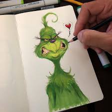 Anyone Listening To Christmas Music Yet Thegrinch Thegrinchmovie Grinch Drseuss Sketch Drawing C Christmas Drawing Cute Drawings Christmas Watercolor