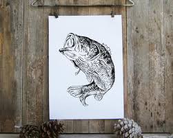 The word bass comes from middle english bars, meaning 'perch'. Bass Printable Bass Fish Poster Woodland Animals Nature Etsy