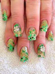 Acrylic St Patrick S Day Nails With Bling St Patricks Day Nails Nails Saint Patrick Nail