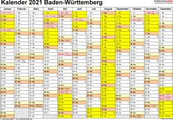Kalender april 2020 zum ausdrucken. Kalender 2021 Baden Wurttemberg Ferien Feiertage Pdf Vorlagen