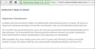 Jump to navigation jump to search. Achtung Fake E Mail Von Der Advanzia Bank
