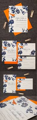 Navy Blue Grey And Orange Rose And Bird Wedding Invitation Be My Guest Navy Wedding Invitations Grey Wedding Invitations Blue Wedding Invitations