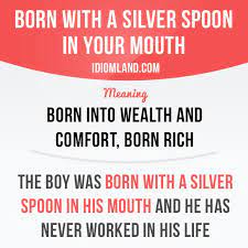 Born With A Silver Spoon In Your Mouth Means Born Into Wealth And Comfort Born Rich Example English Vocabulary Words Learn English Words English Idioms