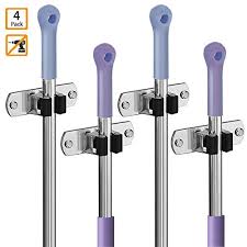 This is one of the best broom holders to install in your closet, kitchen, garden. Guukin Broom Mop Holder Wall Mounted 4 Pcs Broom Rack Garage Garden Tool Organizer Closet Storage Stainless Steel Heavy Du