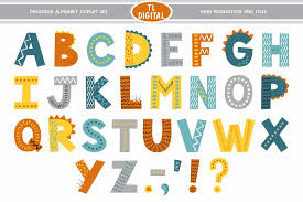 Printable clip art alphabet letters ready for coloring fun contains the following commercial use graphics: Dinosaur Alphabet Cliparts 32 Png Letters Punctuation 572525 Elements Design Bundles
