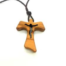 Olive Wood Tau Cross Necklace Wooden Catholic Gift For Men Etsy In 2020 Gold Choker Necklace Olive Wood Cross Necklace