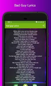 Billie Eilish Songs Bad Guy Lyrics For Android Apk Download