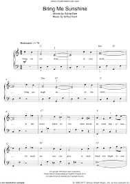 Easy piano $3.99 shallow (from a star is born). Wise Bring Me Sunshine Sheet Music For Piano Solo Beginners