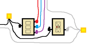 Mark both ends of this wire by wrapping it with black electrical tape to alert others working on the circuit. How To Wire 3 Switches And A Receptacle In A Two Gang Box Home Improvement Stack Exchange