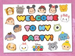 Disney tsum tsum coloring pages black and white. Tsum Tsum Party Sign Bag Toppers Free Printable Mama Geek