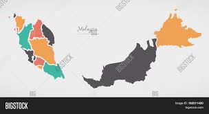 Malaysia Map States Image Photo Free Trial Bigstock