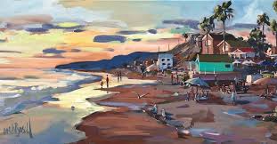Carla Bosch Art On Instagram Sunset A Crystal Cove Spectacle 12 X24 Beach Beachpainting California Beach Painting Coastal Painting Art