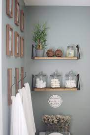 White laminated wood shelf 12 in. Farmhouse Bathroom Blue Bathroom Decor Farmhouse Bathroom Boys Bathroom Decor