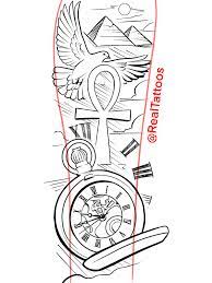 Egypt Sketch Book And Brush Set Digital Download Tattoos By Real Egyptian Tattoo Sleeve Half Sleeve Tattoos Drawings Half Sleeve Tattoos Designs