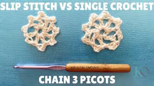 How To Crochet Picot Slip Stitch Vs Single Crochet With Charts And Motif