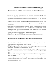 Penanda wacana ialah perkataan ataupun rangkaian perkataan yang berfungsi merangkai ayat untuk melanjutkan sesuatu maklumat. Penanda Wacana Untuk Permulaan Karangan